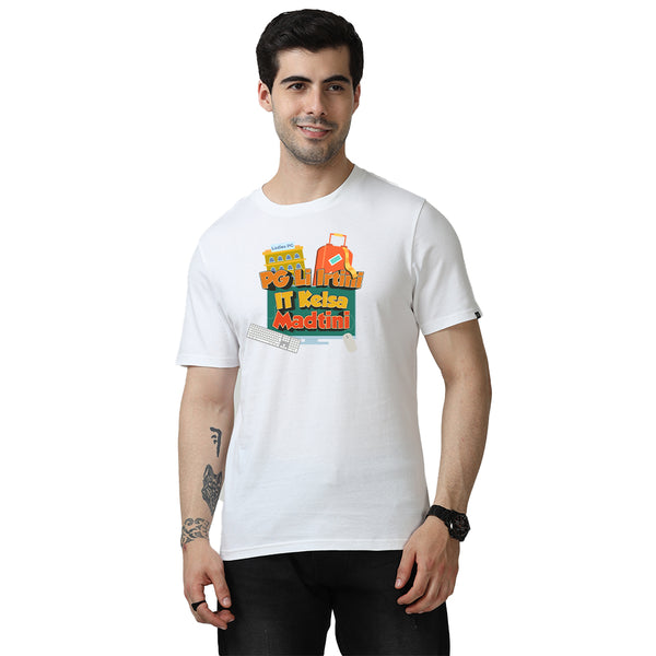 PG Li Irtini IT Kelsa Madtini  Round Neck T-Shirt - White